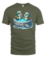 Cute Turtle Friends T-Shirt Adorable Sea Turtle Tee - military green t-shirt on white background