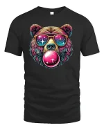Cool Galaxy Bear T-Shirt Funny Bubblegum Graphic Tee - black t-shirt on white background