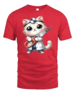 Funny Surgeon Cat T-Shirt Cute Medical Kitty Design - red t-shirt on white background