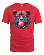 Cool Galaxy Bear T-Shirt Funny Bubblegum Graphic Tee - red t-shirt on white background