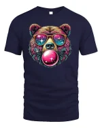 Cool Galaxy Bear T-Shirt Funny Bubblegum Graphic Tee - navy t-shirt on white background