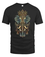 Majestic Elephant Mandala Art T-Shirt for Men and Women - black t-shirt on white background