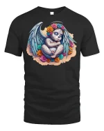 Sugar Skull Angel Baby T-Shirt - Day of the Dead Art - black t-shirt on white background