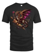Majestic Dragon Sword T-Shirt - Fantasy Warrior Tee - black t-shirt on white background