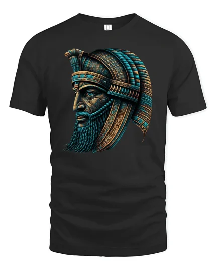 Ancient Warrior King T-Shirt - Epic Tribal Art Tee - black t-shirt on white background
