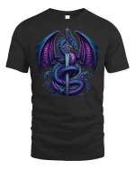 Mystic Dragon Sword T-Shirt - Epic Fantasy Art Tee - black t-shirt on white background
