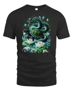 Dragon and Turtle Power T-Shirt - Mythic Spirit Tee - black t-shirt on white background