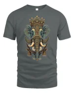 Majestic Elephant Mandala Art T-Shirt for Men and Women - gray t-shirt on white background