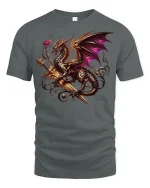 Majestic Dragon Sword T-Shirt - Fantasy Warrior Tee - gray t-shirt on white background