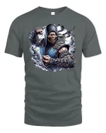 Ice Ninja Warrior T-Shirt - Epic Fighter Game Style - gray t-shirt on white background
