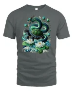 Dragon and Turtle Power T-Shirt - Mythic Spirit Tee - gray t-shirt on white background