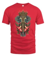 Majestic Elephant Mandala Art T-Shirt for Men and Women - red t-shirt on white background