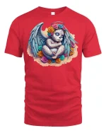 Sugar Skull Angel Baby T-Shirt - Day of the Dead Art - red t-shirt on white background