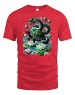 Dragon and Turtle Power T-Shirt - Mythic Spirit Tee - red t-shirt on white background