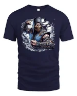 Ice Ninja Warrior T-Shirt - Epic Fighter Game Style - navy t-shirt on white background