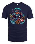 Sea Captain T-Shirt - Nautical Sailor Art Graphic Tee - navy t-shirt on white background
