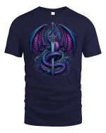 Mystic Dragon Sword T-Shirt - Epic Fantasy Art Tee - navy t-shirt on white background