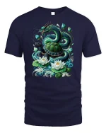 Dragon and Turtle Power T-Shirt - Mythic Spirit Tee - navy t-shirt on white background