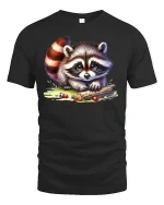 Cute Baby Raccoon T-Shirt - Adorable Forest Animal Tee - black t-shirt on white background
