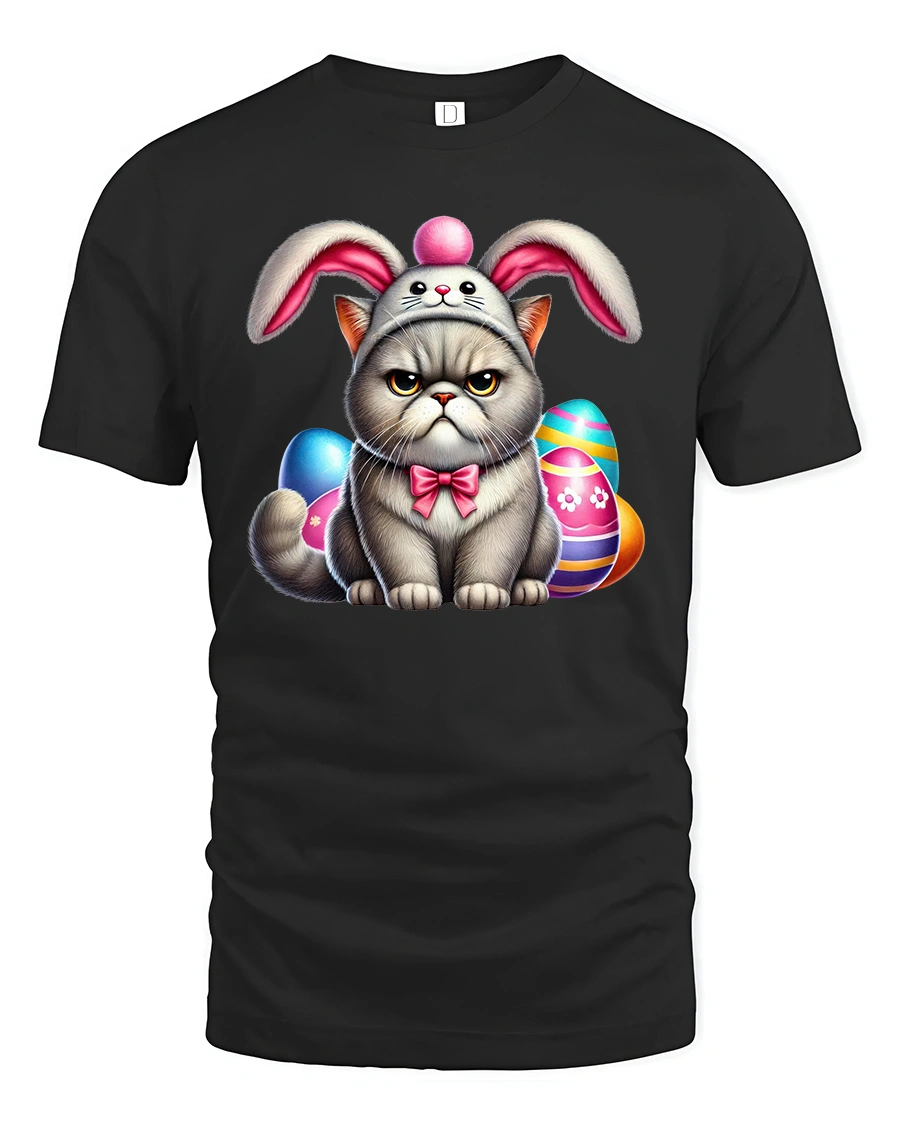 Grumpy Cat Easter T-Shirt - Funny Bunny Costume Tee - 1 Grumpy Cat Easter T-Shirt - Funny Bunny Costume Tee - black t-shirt on white background