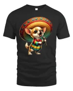 Singing Chihuahua T-Shirt - Funny Sombrero Dog Tee - black t-shirt on white background