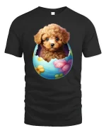 Cute Puppy Easter Egg T-Shirt - Adorable Dog Lover Tee - black t-shirt on white background