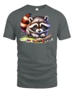 Cute Baby Raccoon T-Shirt - Adorable Forest Animal Tee - gray t-shirt on white background