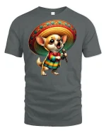 Singing Chihuahua T-Shirt - Funny Sombrero Dog Tee - gray t-shirt on white background