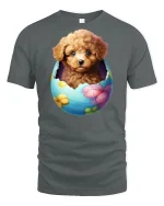 Cute Puppy Easter Egg T-Shirt - Adorable Dog Lover Tee - gray t-shirt on white background