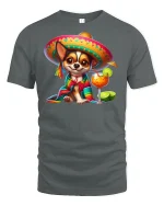 Fiesta Chihuahua T-Shirt - Cute Sombrero Dog Lover Tee - gray t-shirt on white background