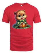 Cozy Honey Bear T-Shirt - Cute Winter Animal Lover Tee - red t-shirt on white background