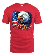 American Eagle T-Shirt - Patriotic USA Flag Pride Tee - red t-shirt on white background