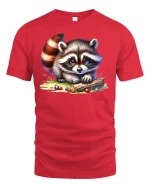 Cute Baby Raccoon T-Shirt - Adorable Forest Animal Tee - red t-shirt on white background