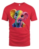 Cute Rainbow Elephant T-Shirt - Adorable Animal Lover Tee - red t-shirt on white background