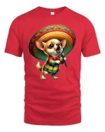 Singing Chihuahua T-Shirt - Funny Sombrero Dog Tee - red t-shirt on white background