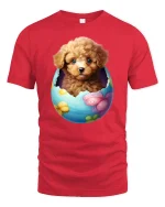 Cute Puppy Easter Egg T-Shirt - Adorable Dog Lover Tee - red t-shirt on white background