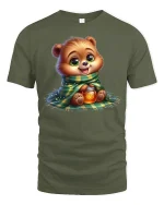 Cozy Honey Bear T-Shirt - Cute Winter Animal Lover Tee - military green t-shirt on white background
