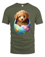 Cute Puppy Easter Egg T-Shirt - Adorable Dog Lover Tee - military green t-shirt on white background