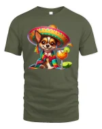 Fiesta Chihuahua T-Shirt - Cute Sombrero Dog Lover Tee - military green t-shirt on white background