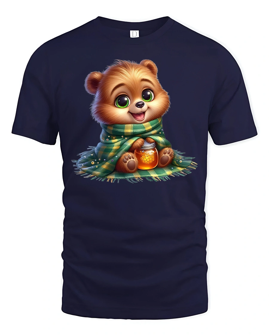 Cozy Honey Bear T-Shirt - Cute Winter Animal Lover Tee - 1 Cozy Honey Bear T-Shirt - Cute Winter Animal Lover Tee - navy t-shirt on white background