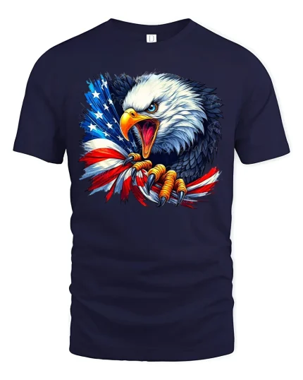 American Eagle T-Shirt - Patriotic USA Flag Pride Tee - navy t-shirt on white background