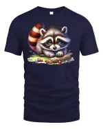 Cute Baby Raccoon T-Shirt - Adorable Forest Animal Tee - navy t-shirt on white background