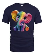 Cute Rainbow Elephant T-Shirt - Adorable Animal Lover Tee - navy t-shirt on white background