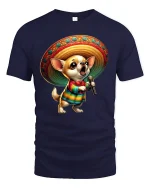 Singing Chihuahua T-Shirt - Funny Sombrero Dog Tee - navy t-shirt on white background
