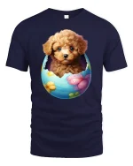 Cute Puppy Easter Egg T-Shirt - Adorable Dog Lover Tee - navy t-shirt on white background