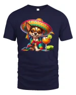 Fiesta Chihuahua T-Shirt - Cute Sombrero Dog Lover Tee - navy t-shirt on white background