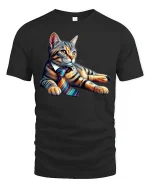 Cool Business Cat Wearing Tie Funny Office Style Tee - black t-shirt on white background