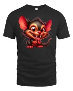 Funny Mischievous Creature Cute Monster Graphic Tee - black t-shirt on white background
