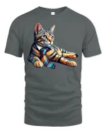 Cool Business Cat Wearing Tie Funny Office Style Tee - gray t-shirt on white background