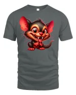 Funny Mischievous Creature Cute Monster Graphic Tee - gray t-shirt on white background